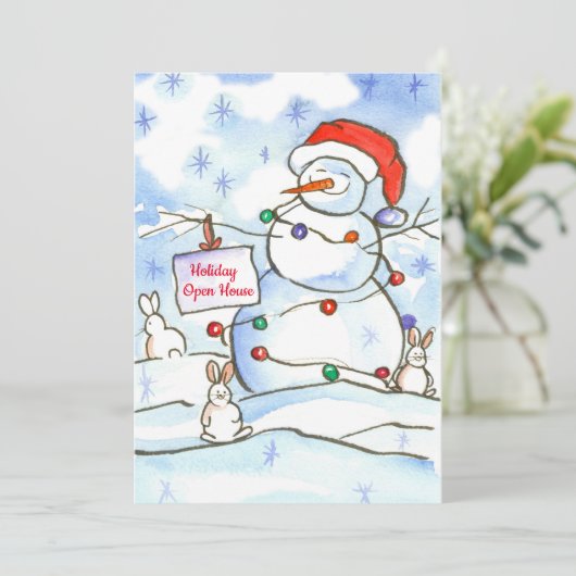Rabbits Noël Holiday Open House Invitation (Debout devant)