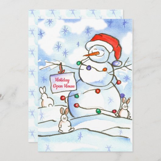 Rabbits Noël Holiday Open House Invitation (Devant / Derrière)