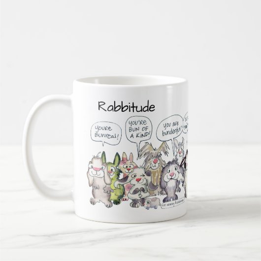 Rabbitude 19 Cartoon Rabbits Koffiemok (Links)
