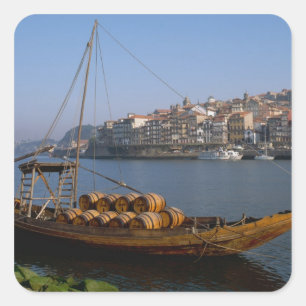 Rabelo-schepen, Porto, Portugal Vierkante Sticker