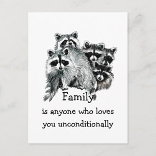 Raccin Family Love Quote Animal Art Briefkaart