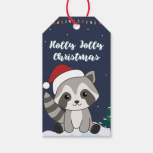 Raccolons met kerstwintervakantie Labels Cadeaulabel