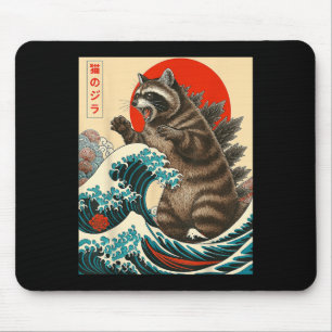 Racconzilla Raccoon Japanse kunst Grappige Mannen Muismat