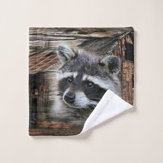 Raccoon À L'Ancienne Grange (Gant de toilette)