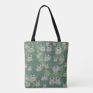 Raccoon Allover Print Canvas tas
