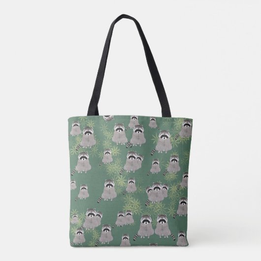 Raccoon Allover Print Canvas tas (Achterkant)