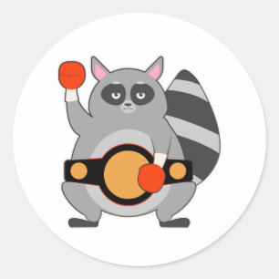 Raccoon als Boxing champ met Belt Ronde Sticker
