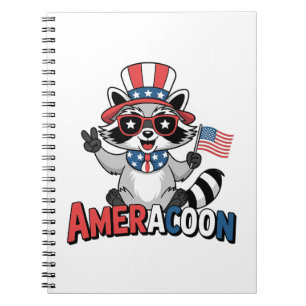 Raccoon Americoon Patriotic 4TH of July, Verenigde Notitieboek