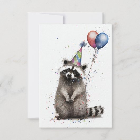 Raccoon Anniversaire Carte de voeux plat (Devant)