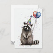 Raccoon Anniversaire Carte de voeux plat (Devant / Derrière)