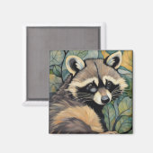 Raccoon Art Nouveau Magnet (Recto/Verso)