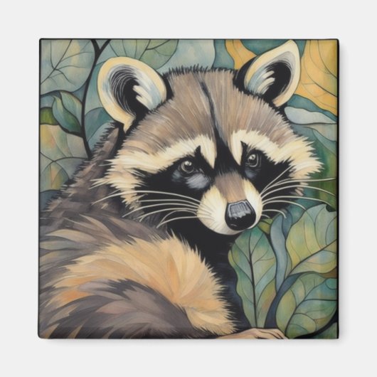 Raccoon Art Nouveau Magnet (Devant)