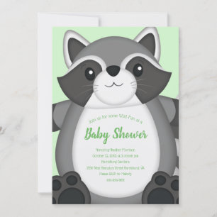Raccoon Baby shower Green Kaart