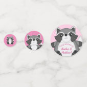 Raccoon Baby shower Roze Confetti (Voorkanten)