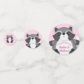Raccoon Baby shower Roze Confetti (Achterkanten)