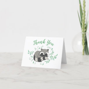 Raccoon Baby shower Woodland Animals Bedankkaart