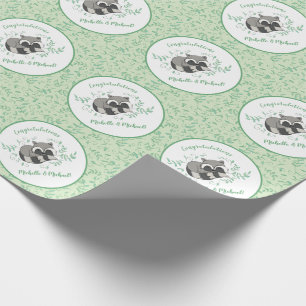 Raccoon Baby shower Woodland Animals Cadeaupapier