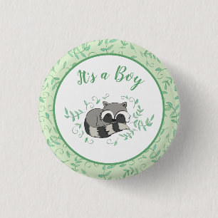 Raccoon Baby shower Woodland Animals Ronde Button 3,2 Cm