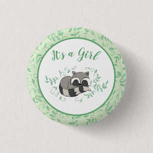 Raccoon Baby shower Woodland Animals Ronde Button 3,2 Cm