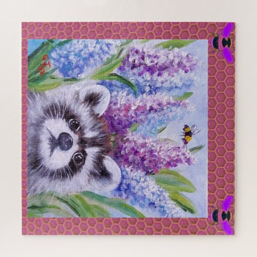 Raccoon Bee et fleurs SPRING BUZZ puzzles (Horizontal)