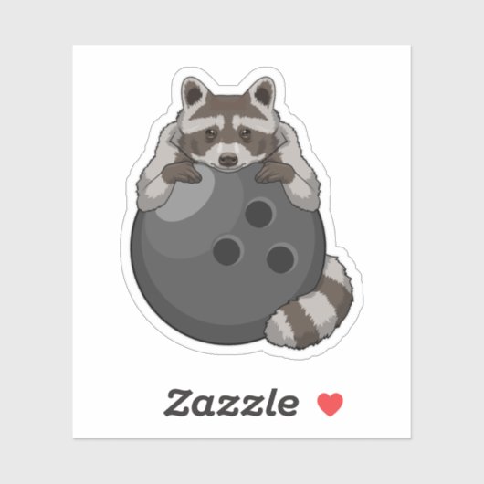 Raccoon bij Bowling met Bowling ball Sticker (Vel)