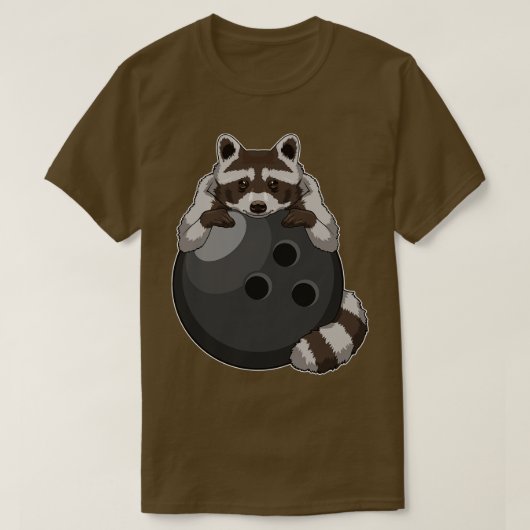 Raccoon bij Bowling met Bowling ball T-shirt (Design voorkant)