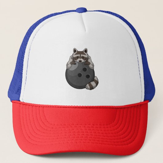 Raccoon bij Bowling met Bowling ball Trucker Pet (Voorkant)
