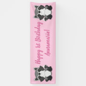 Raccoon Birthday Party Pink Spandoek (Verticaal)