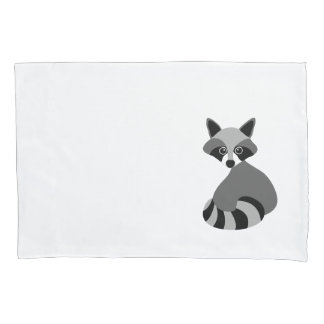Raccoon Black en White Illustration Kussensloop