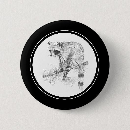 Raccoon Button in potlood (Voorkant)
