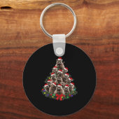 Raccoon Christmas Tree Lights Pajama Racoon Lover Sleutelhanger (Voorkant)