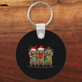 Raccoon Christmas Tree Lights Pajama Racoon Lover Sleutelhanger (Voorkant)