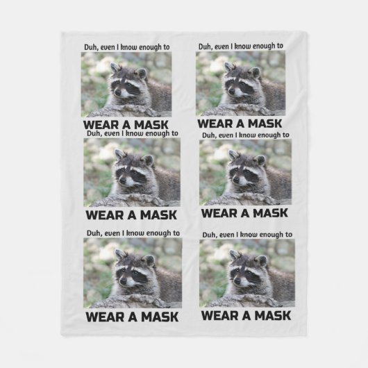 Raccoon Covid demander une couverture Masque Blanc (Devant)