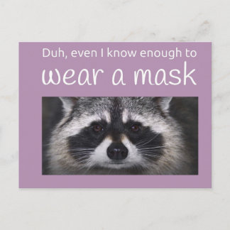 Raccoon Covid vraagt om het Masker van Funnycomb Briefkaart