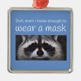 Raccoon Covid vraagt om het Masker van Funnycomb Metalen Ornament