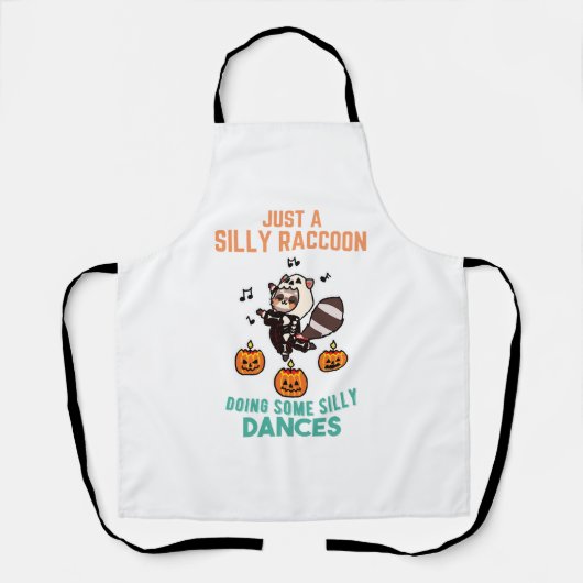 Raccoon Dancing Halloween Pumpkin Party Schort (Voorkant)