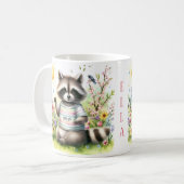 Raccoon d'aquarelle de printemps - Mug d'enfant Cu (Devant gauche)