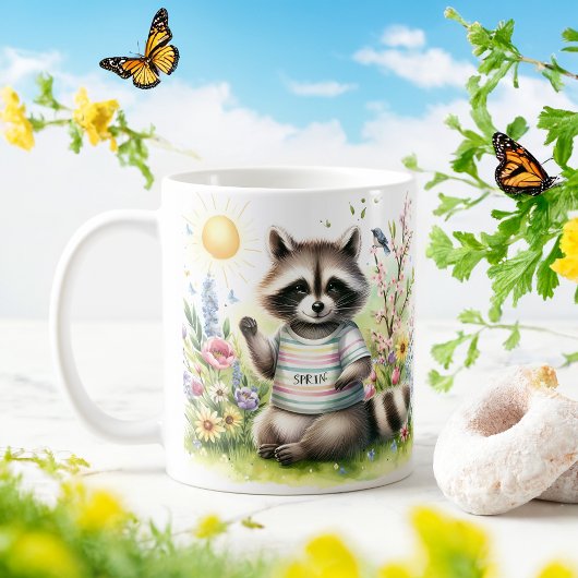 Raccoon d'aquarelle de printemps - Mug d'enfant Cu