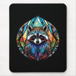 Raccoon Dierenportret Glas in lood Wildlife Art Muismat