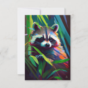 Raccoon Dierenportret Schilderij Wildlife Outdoors Bedankkaart