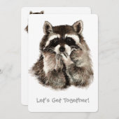 Raccoon donnant Baisers Adieu Invitation personnal (Devant / Derrière)