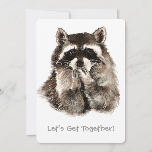 Raccoon donnant Baisers Adieu Invitation personnal (Devant)