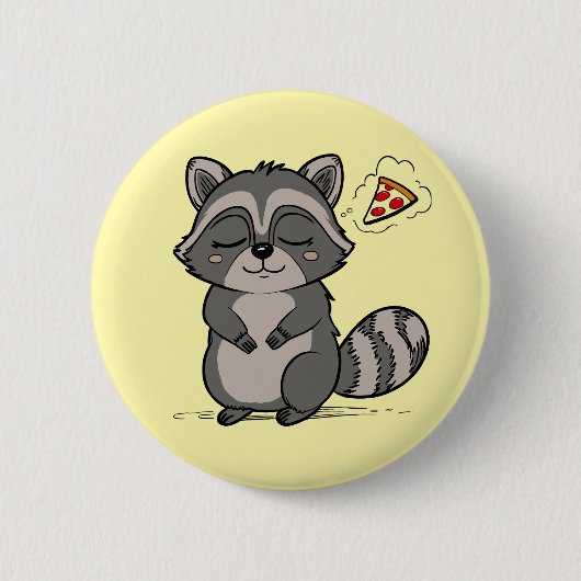 Raccoon Dream - Pizza! Ronde Button 5,7 Cm (Voorkant)