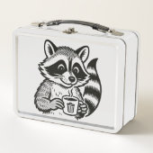 Raccoon Drinking Coffee Funny Trash Panda  (Voorkant)