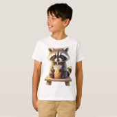 Raccoon Drinking Iced Coffee T-shirt (Voorkant volledig)