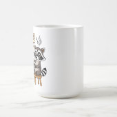 Raccoon drôle matin avec tasse de café (Centre)