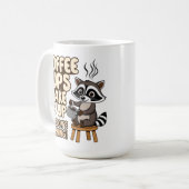 Raccoon drôle matin avec tasse de café (Devant gauche)