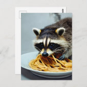 Raccoon Eating Spaghetti Briefkaart (Voorkant / Achterkant)