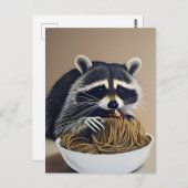 Raccoon Eating Spaghetti Briefkaart (Voorkant / Achterkant)