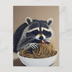 Raccoon Eating Spaghetti Briefkaart